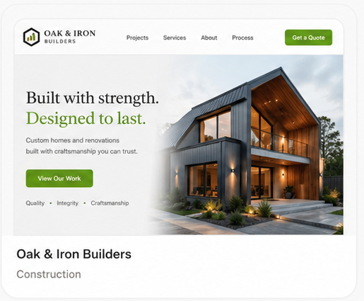 Oak & Iron Builders website preview